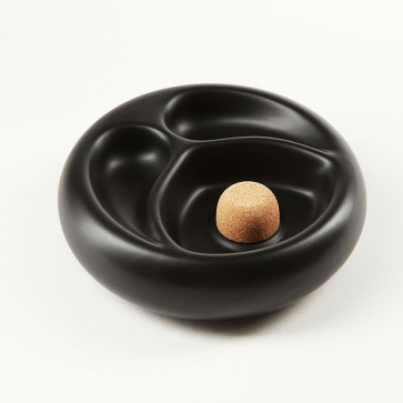 Pfeifenascher keramik schwarz/matt rund mit 2 Ablagen 