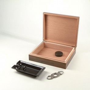 Humidor-Set Braun Holzstruktur für 25 Zigarren  
