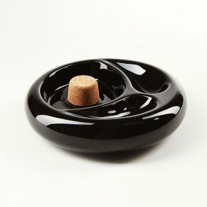 Keramik Zigarrenascher 4 Ablagen schwarz glänzend